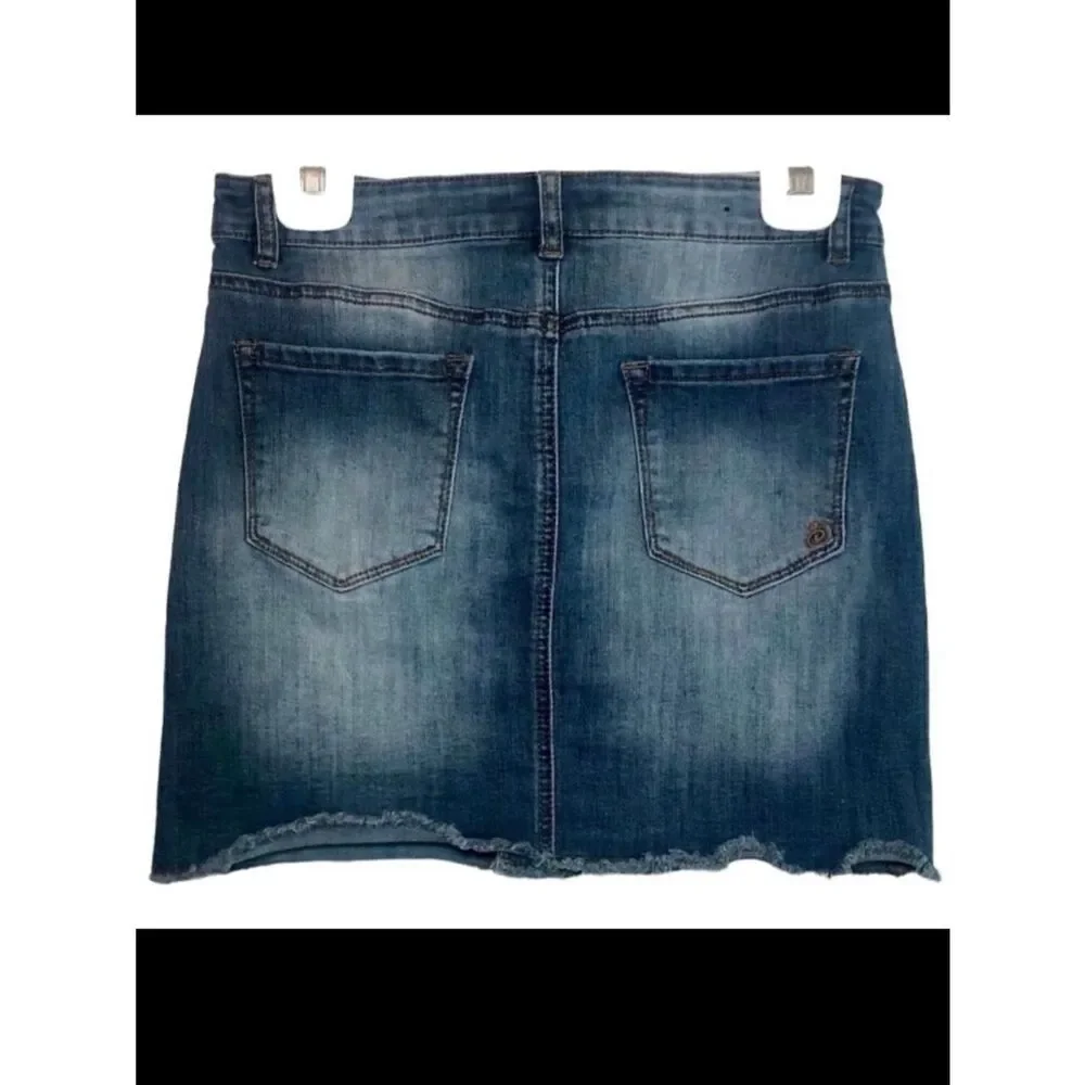 Indigo Rein Blue Button Front Denim Mini Skirt Women’s 7/27 (Juniors)